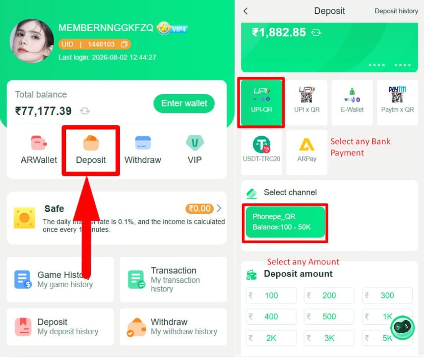 YaarWin Deposit Guide - UPI, E-Wallet, Bank Payment
